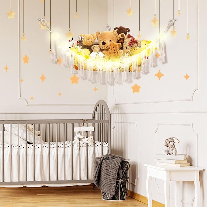 Stuffed Animal Hammock with LED Light, Large Stuffed Animals Storage Corner - Image 3