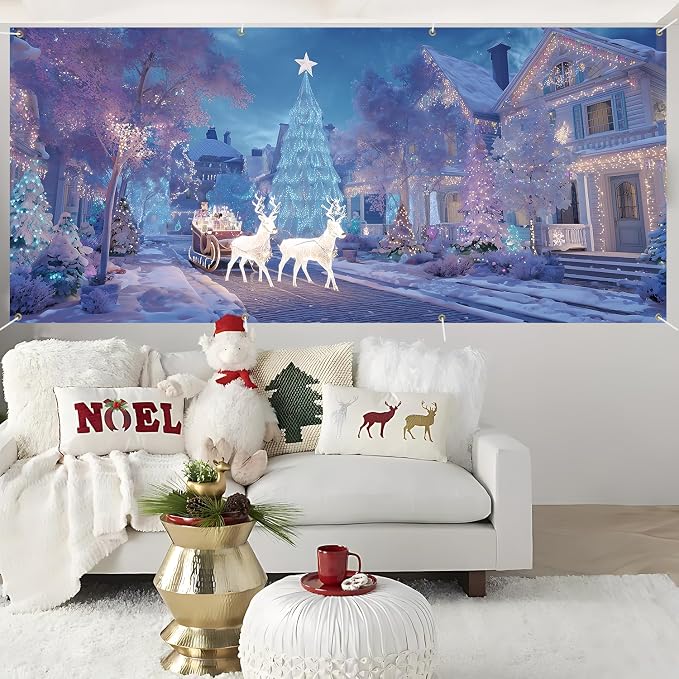 ANNA QUEEN Christmas Sleigh Ride Under the Stars Garage Door Banner 6 x 13FT - Image 6