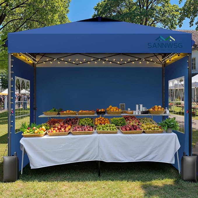 10X10 Pop Up Canopy Tent with 3 Sidewalls, Easy Up Canopy, Commercial Instant by Sannwsg