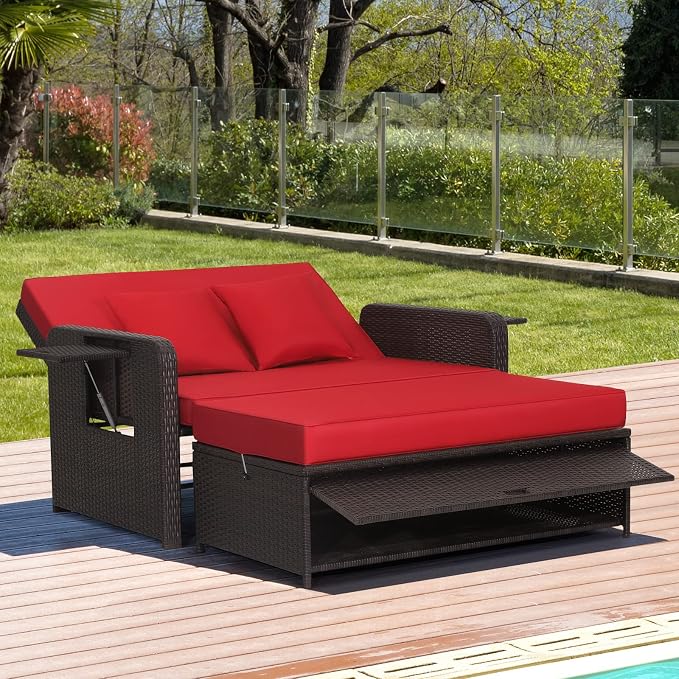 COSTWAY Patio Rattan Daybed - Image 4