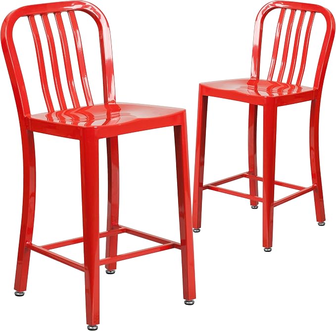 Flash Furniture Commercial Grade 24" High Red Metal Indoor-Outdoor Counter by FlashFurniture