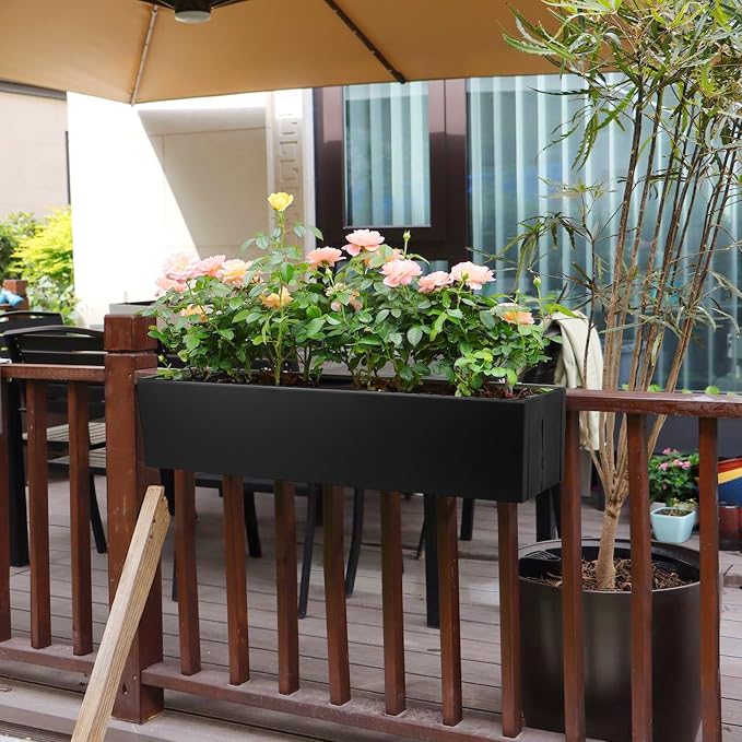 2 Pack Metal Railing Planter Box, 30 Inch Balcony Planters - Image 6