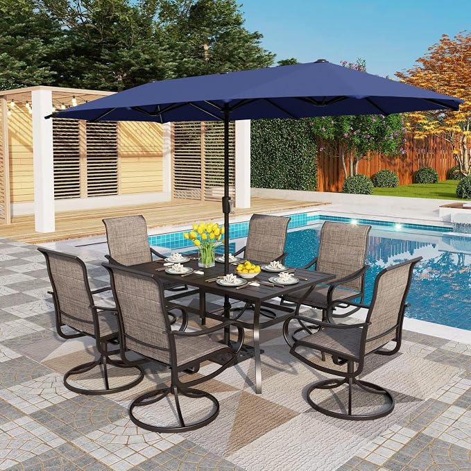 PHI VILLA Swivel Chair Patio Dining Set by PHIVILLAThepioneerofcomfortablehouseholdsupplies