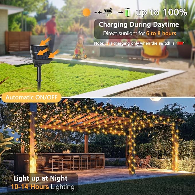4 Pack Solar Fairy Lights 131Ft 400 LED Outdoor Twinkle Light - Image 2