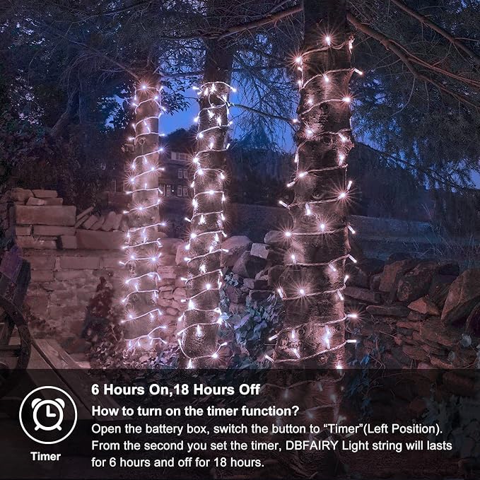 4 Pack Battery Operated Christmas String Lights, 16.5Ft 50LED Tree Lights Timer - Image 4