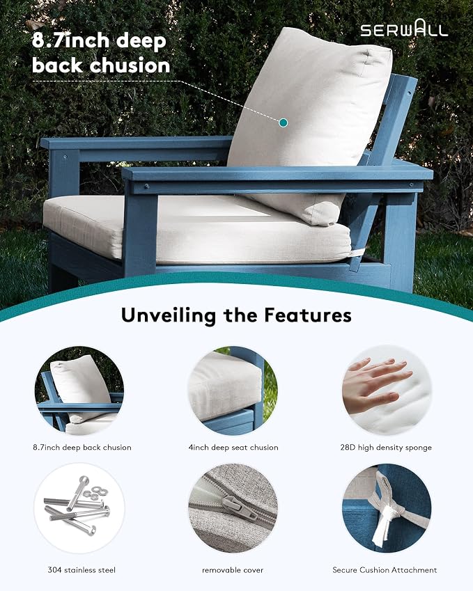 SERWALL HDPE Patio Conversation Set, 6-piece Sectional Outdoor Furniture Set - Image 4