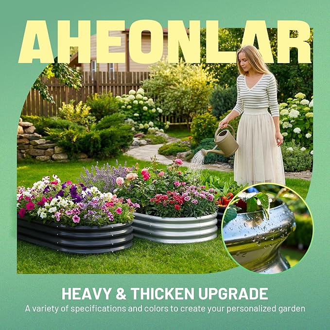 AHEONLAR 3 Pack 6×3×1ft Galvanized Raised Garden Beds, Oval Durable Planter - Image 5