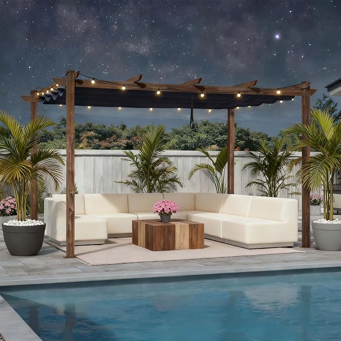 PURPLE LEAF 10' x 13' Outdoor Retractable Pergola by PURPLELEAF
