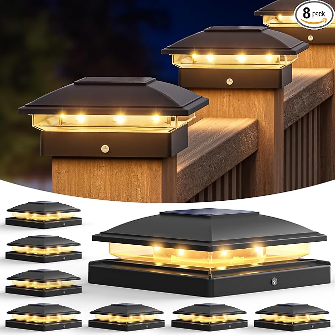 VOLISUN Solar Post Cap Light Outdoor, Solar Fence by VOLISUN