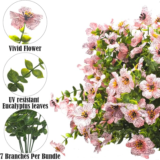 Artificial Fake Flowers for Outdoor Spring Decoration, 16 Bundles Faux Silk - Image 3