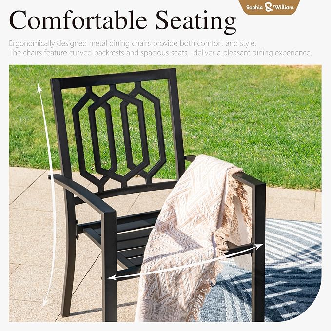 Sophia & William Round Patio Table and Chairs Set, Outdoor Dining Set - Image 5