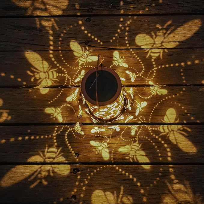 Solar Honeybee Lanterns Outdoor Hanging Decor Lantern, Waterproof Hollow Out - Image 3