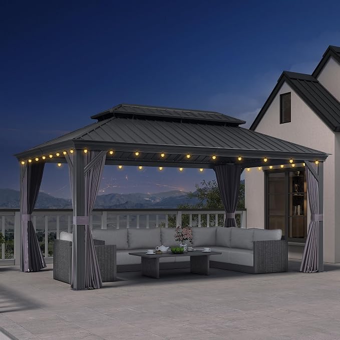 PURPLE LEAF 10' X 16' Permanent Hardtop Gazebo by PURPLELEAF