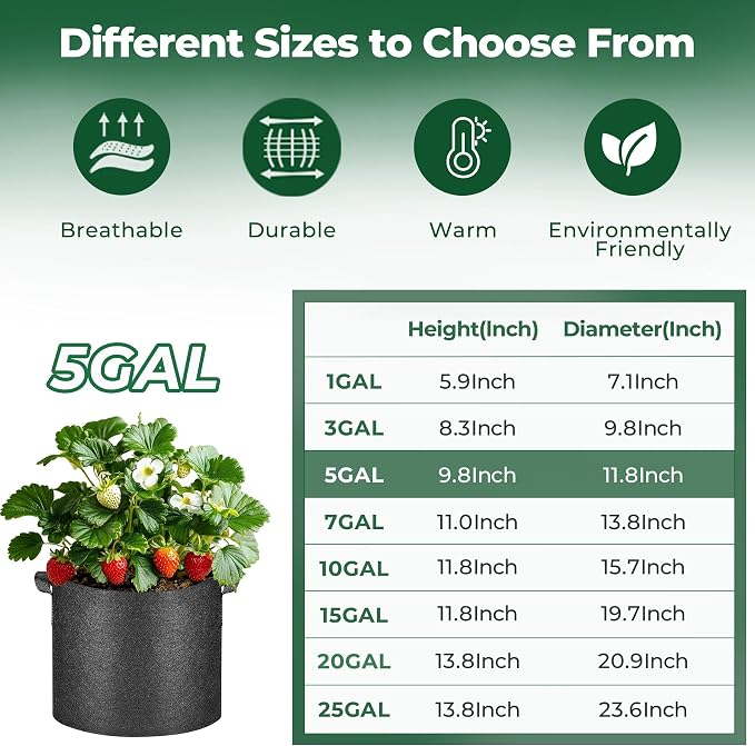 T4U 5 Gallon Grow Bags, Upgrade Grow Bags - Image 2