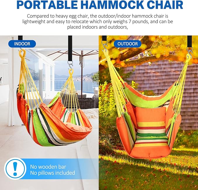 KPX Ourdoor Hanging Hammock Chair – Comfortable Tree Swing Chair Large Size - Image 3