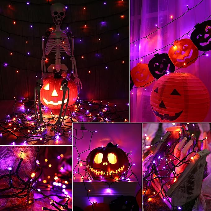 Joomer 2 Pack Orange Purple Halloween Solar String Lights, Total 144 FT 400 LED - Image 6