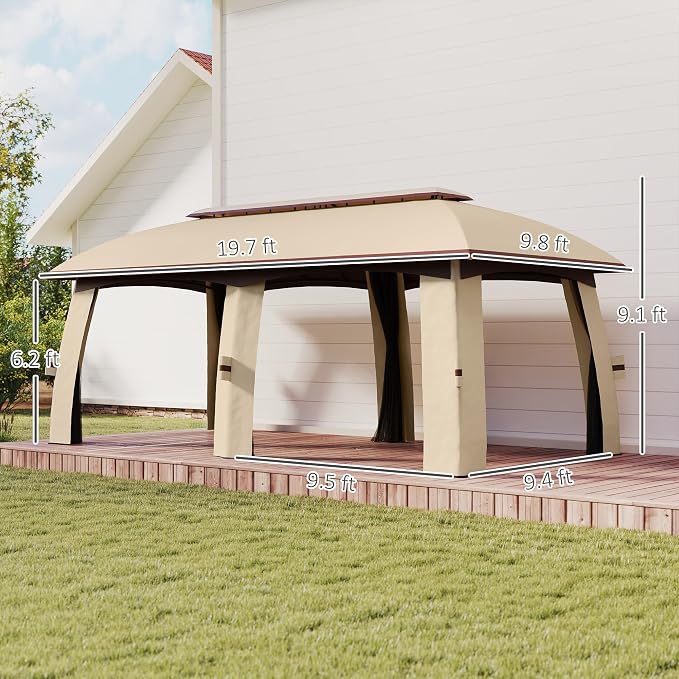 Outsunny 10' x 20' Patio Gazebo, Outdoor Gazebo Canopy Shelter - Image 7