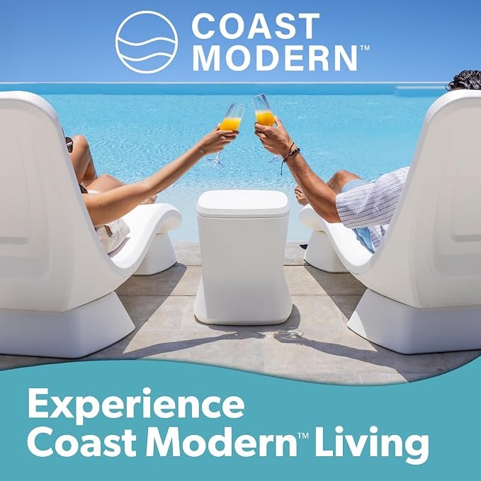 Coast Modern Outdoor Side Table Cooler- 2 in 1 Patio Decor Storage Table & Ice - Image 6