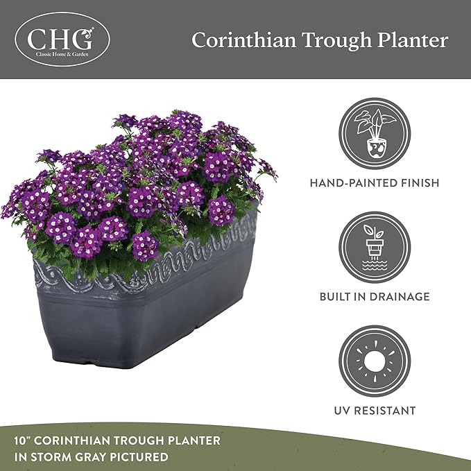 Classic Home and Garden Corinthian Trough Planter 10" Desert Tan - Image 4