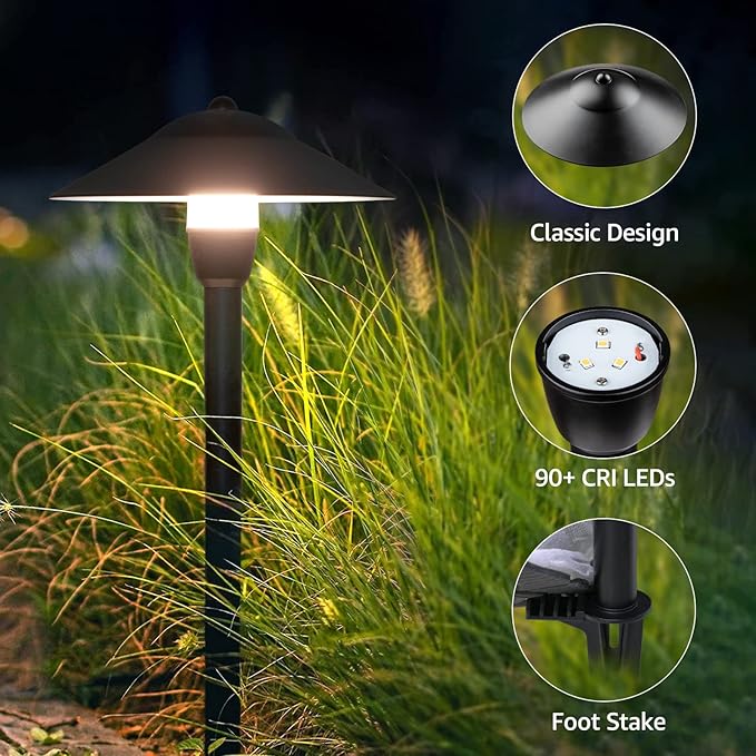 SUNVIE LED Pathway Lights Low Voltage 12-24V 3W Landscape Lighting, 3000K Low - Image 3