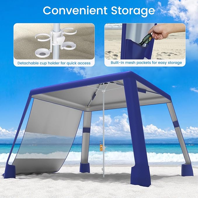 MoKo Beach Cabana, UPF 50+ Protection Easy Setup Beach Tent Sun Shelter - Image 8