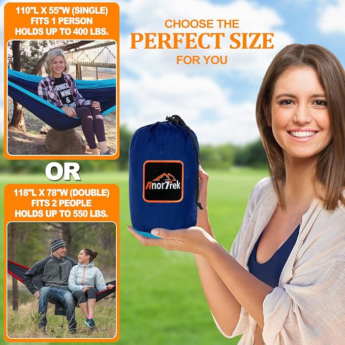 Camping Hammock, Super Lightweight Portable Parachute Hammock - Image 2