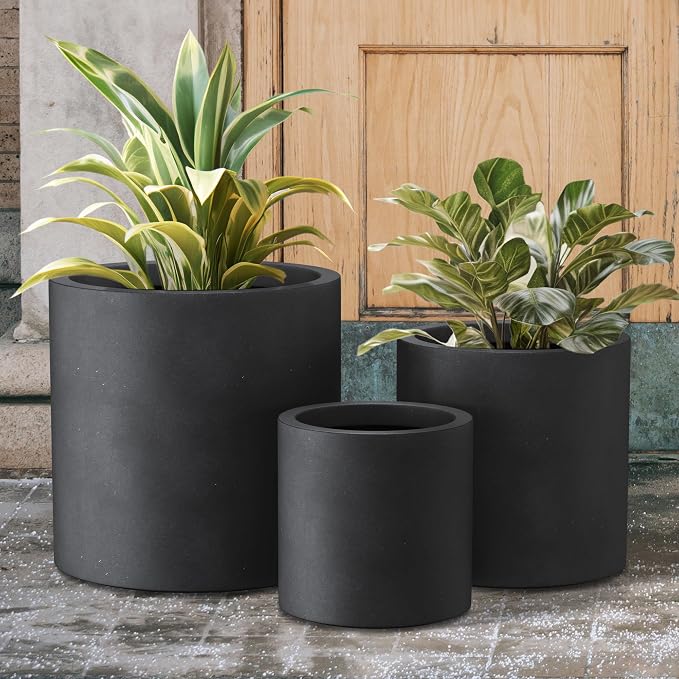 Kante 9.8", 15.7" Dia Round Concrete Planter Set of 3, Modern Style Large - Image 4