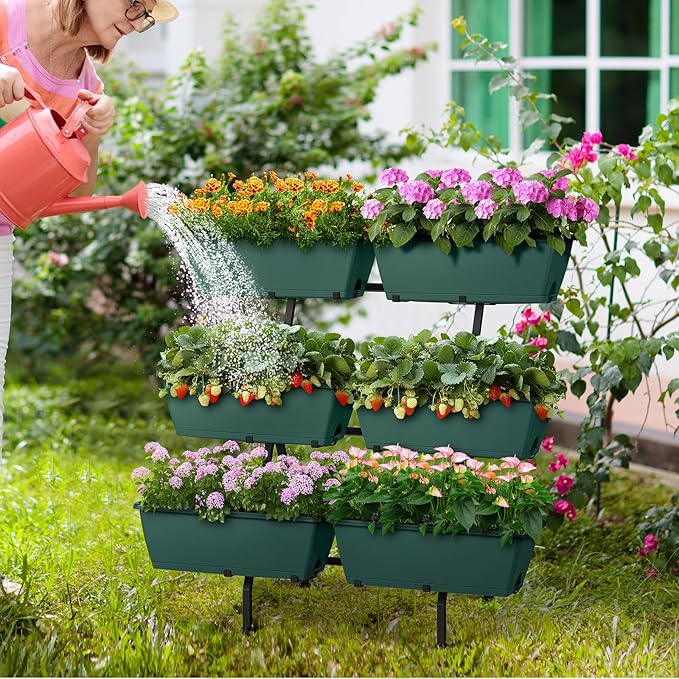 2 Column Vertical Raised Garden Beds, 6 Planter Boxes Standing Garden Bed - Image 2