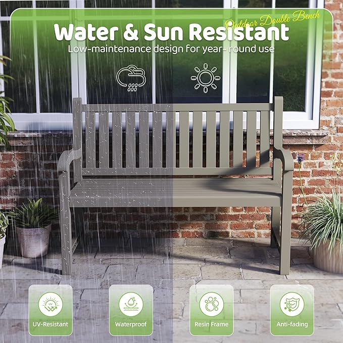 Outdoor Bench, Waterproof & Weatherproof Garden Bench - Image 4