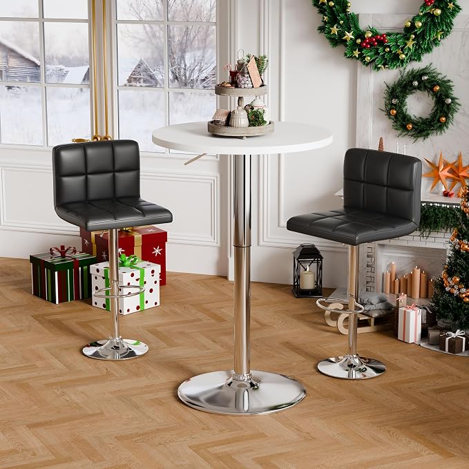 Flamaker Round Bistro Pub Table 23.6 Inch Height Adjustable 360° Swivel Bar - Image 2