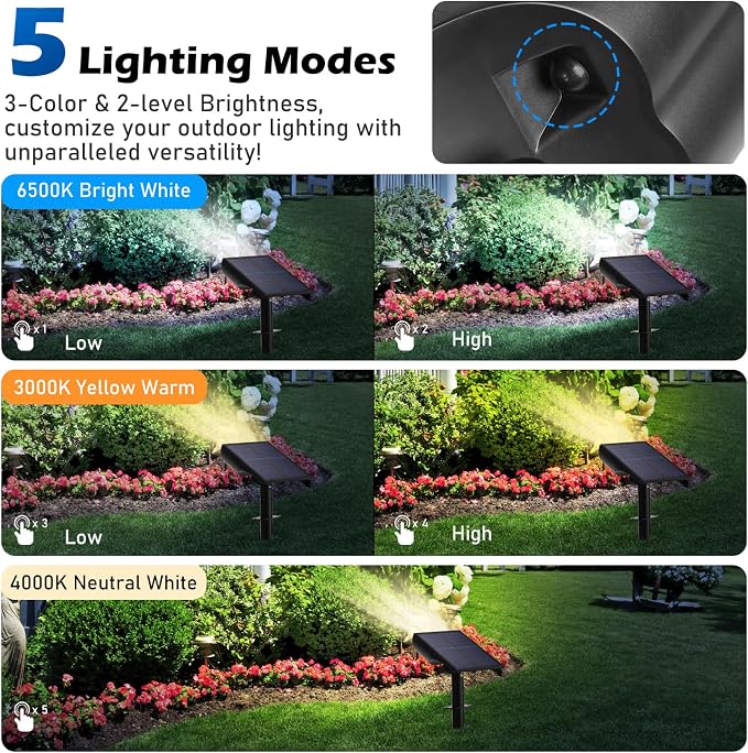 Solar Lights Outdoor, 5 Working Modes Solar Powered Spotlights - Image 3