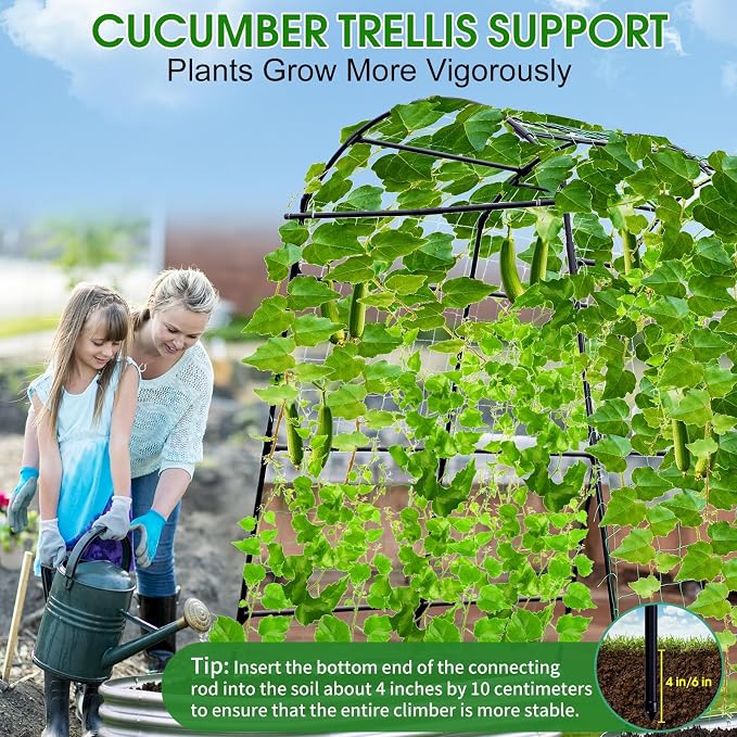 Lalahoni Garden Arch Trellis for Climbing Plants Outdoor, 7.8 Feet Tall Metal - Image 4
