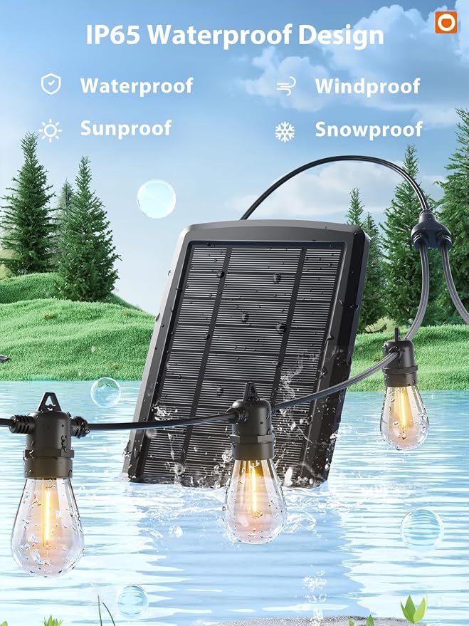 addlon 104FT Solar String Lights Outdoor Waterproof - Image 3