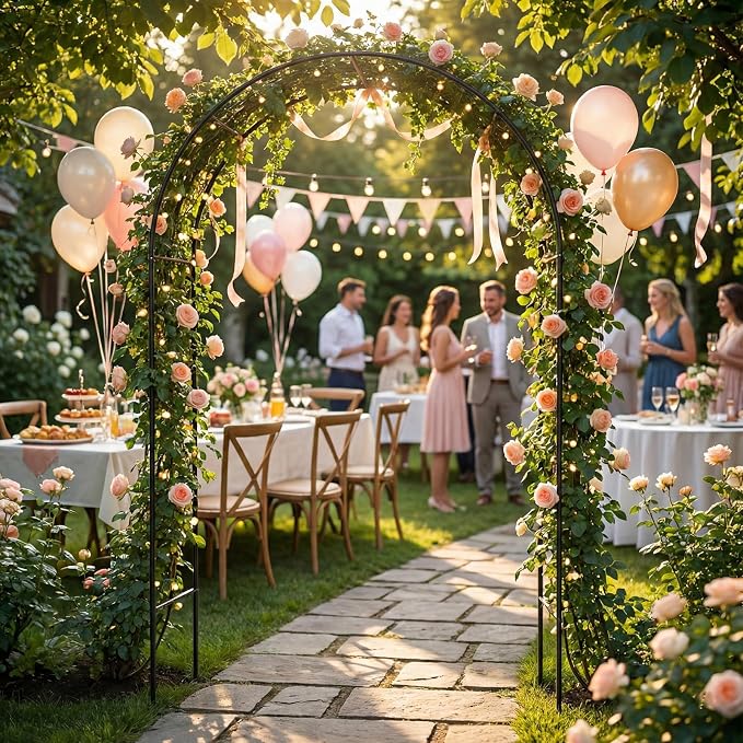 Metal Pergola Arbor, Outdoor Flower Garden Arch Trellis, Steel Garden Arbor - Image 5