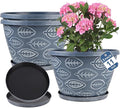 Outdoor Flower Pots for Plants Set of 3 Pack 11 Inch Planter Pot, Large Plastic by Nooulap