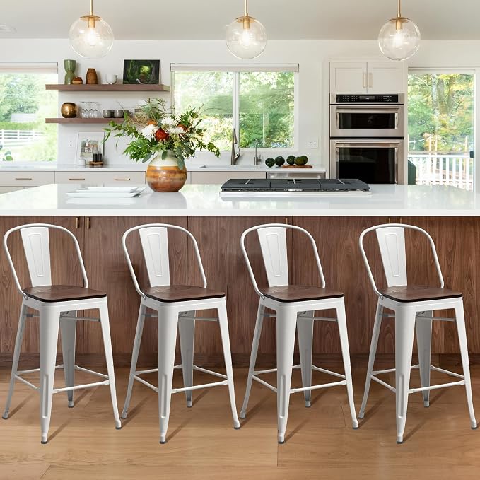 Aklaus Metal Bar Stools Set of 4, 24 inch Barstools Counter Height Bar Stool - Image 4