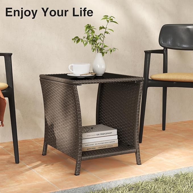 Kinfant Rattan Patio Side Table - Image 7