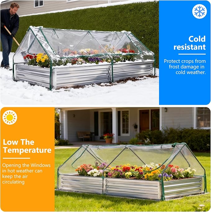 DUMOS Raised Garden Bed with Cover, Extra Large Metal Garden Bed Mini Greenhouse - Image 5