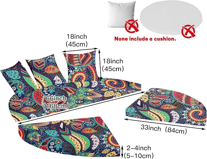 66" Round Daybed Cushion Cover & 3 Pillow Covers Set - Image 2