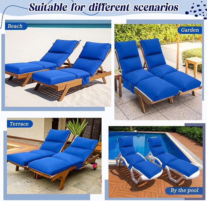 Kigley 2 Pcs Chaise Lounge Cushions, 77.9 x 20.5 x 4.7 Inch Outdoor Lounge - Image 7