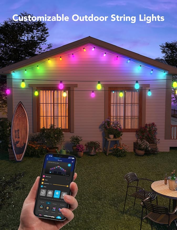 Govee Smart Outdoor String Lights H7015, 48ft RGBIC Outdoor Lights - Image 7