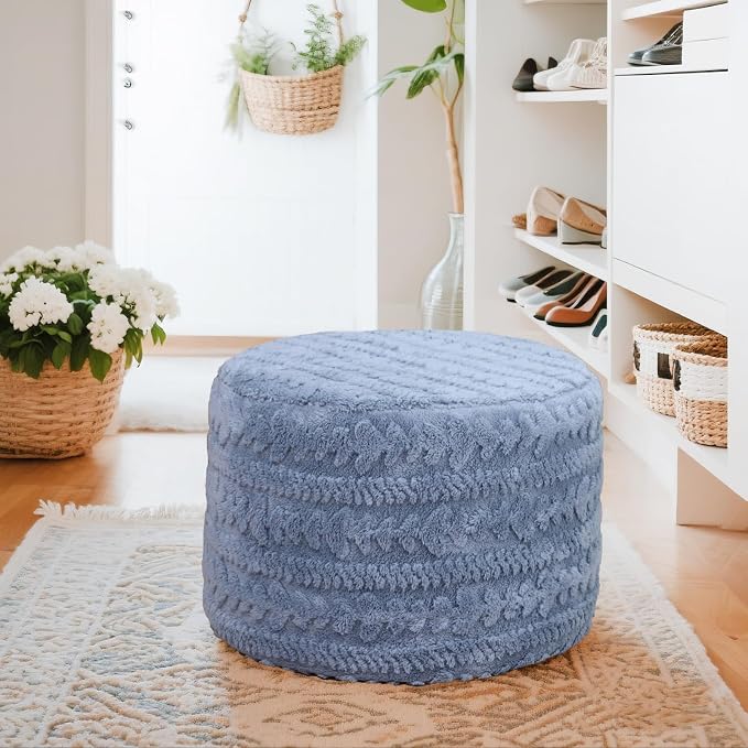 Asuprui Round Footstool Ottoman, 20x14 Inches Multi-Functional Modern Foot Stool - Image 8