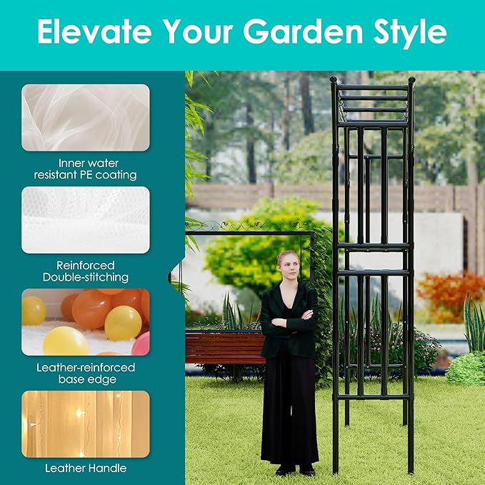 Twira Flat Top Garden Arch Trellis, 11FT x 9FT Extra Large Garden Trellis - Image 5