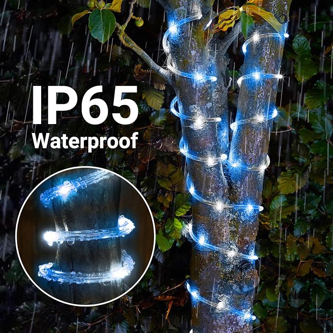 Solar Rope Lights, 2 Packs Total 132ft 400LED Solar String Lights, 8 Modes - Image 5