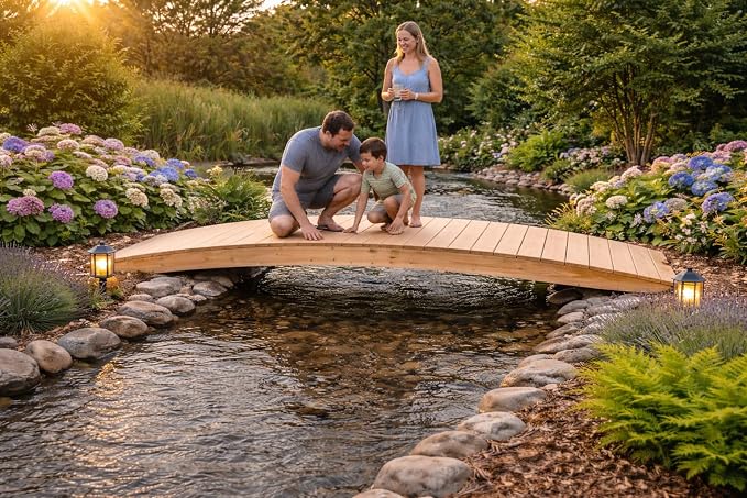 12 FT NATURAL Amish Made Pinewood Heavy Duty Garden Bridge - Image 4