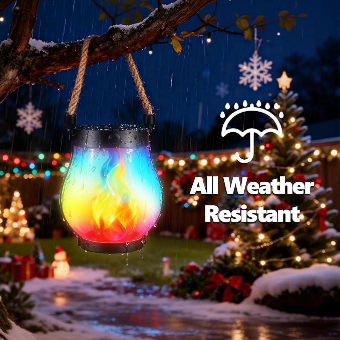 Christmas Solar Flame Lanterns Hanging Outdoor Waterproof - Image 6