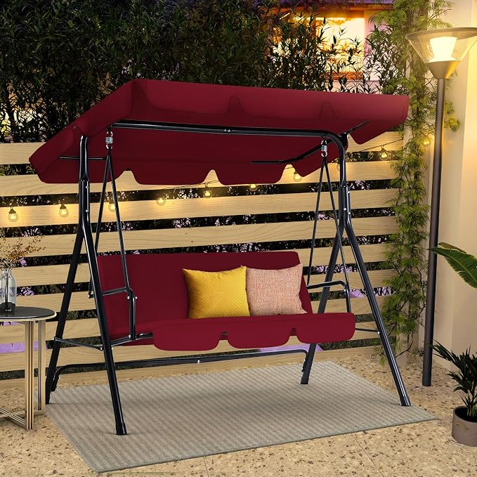 AECOJOY Porch Swing with Stand, 3-Seat Outdoor Clearance Porch Swings - Image 6