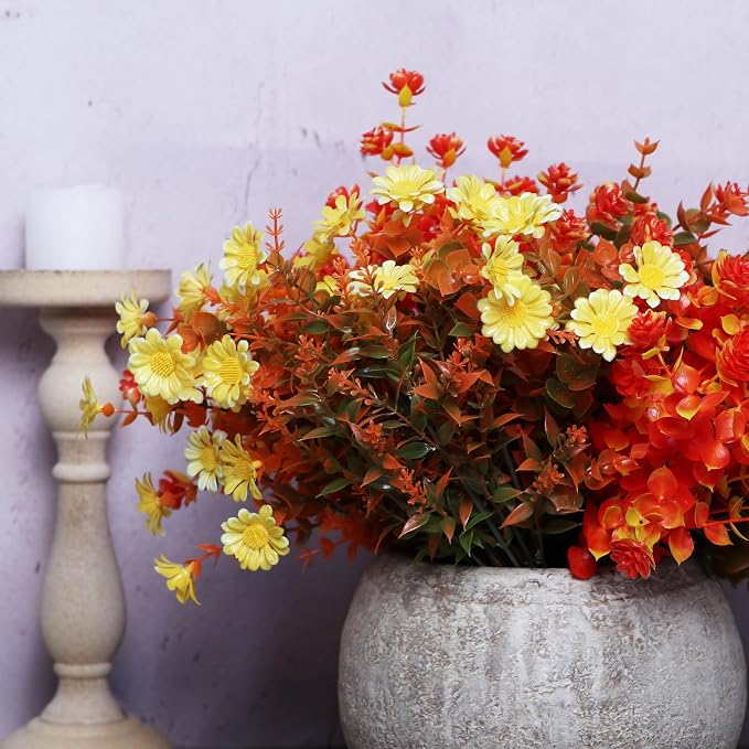 16 Bundles Artificial Plants Outdoor Fake Fall Flowers Mums - Image 8