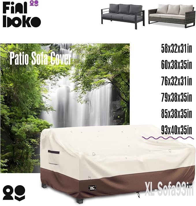 3-Seater Outdoor Couch Cover, 93Wx40Dx35H Inches Patio Furniture Covers - Image 3
