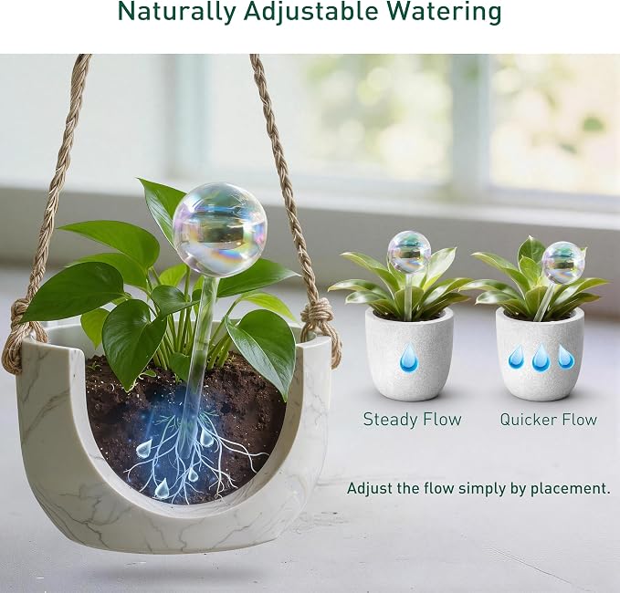 Extra-Thick Clear Glass Plant Watering Globes, Rainbow Gradient Self Watering - Image 8